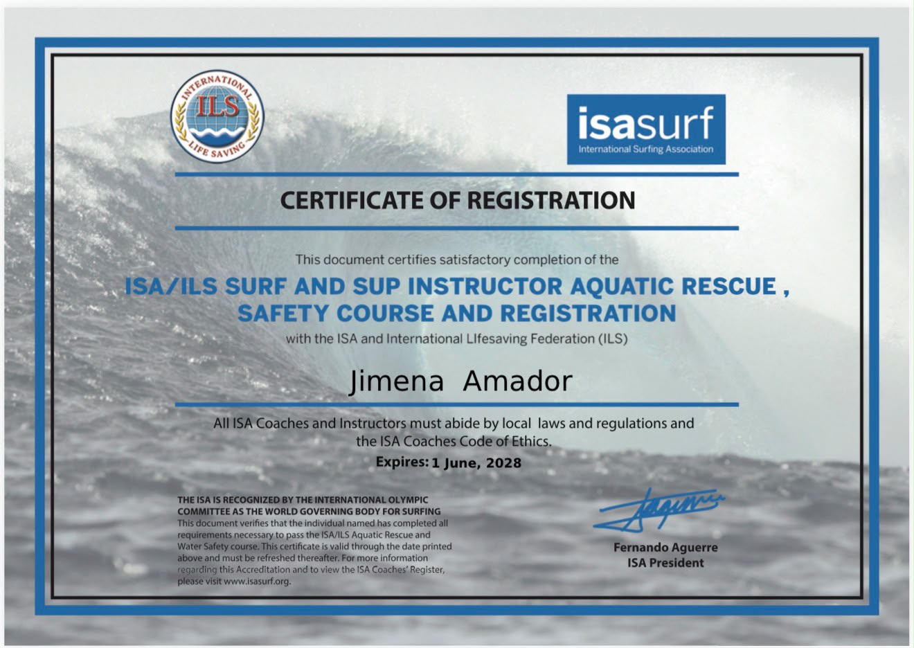Certificado ISA de Jimena